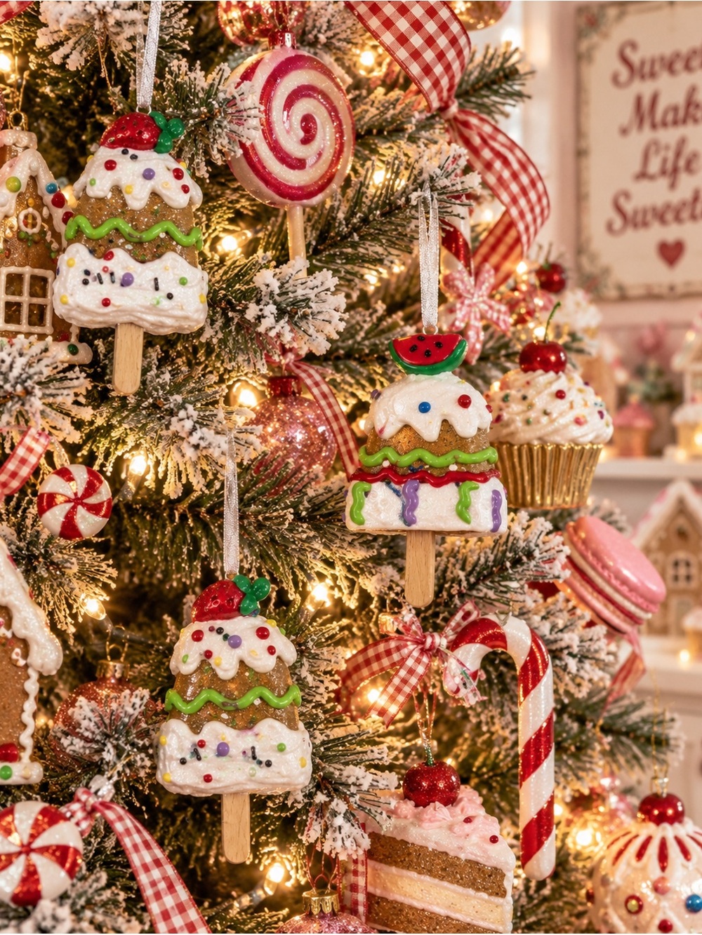 Holiday Festive Popsicle Ice Cream‎ Cone Dessert Ornaments Set